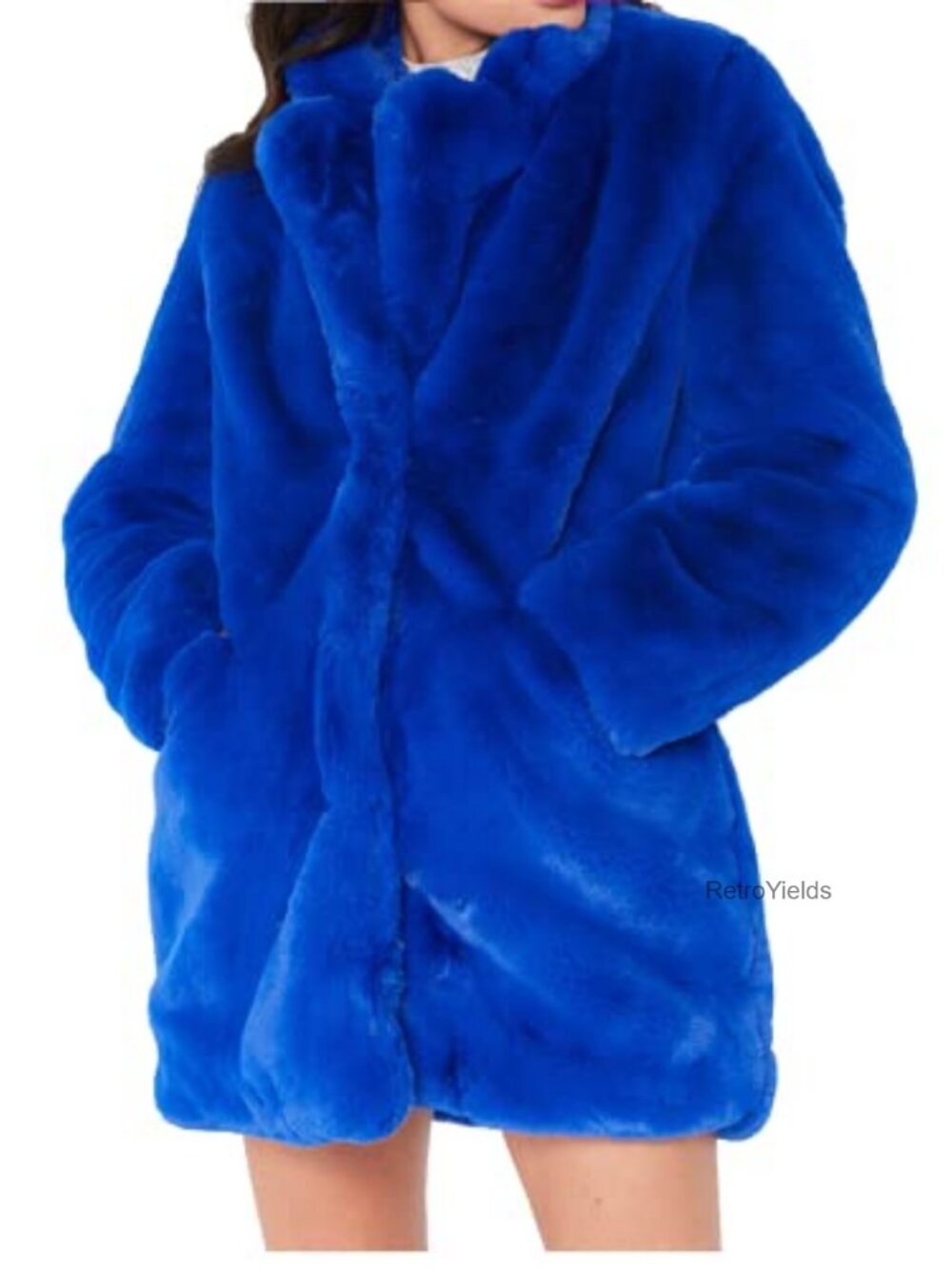 Womens Faux Fur Oversized Winter Coat Lapel Long Sleeve Warm Jacket
